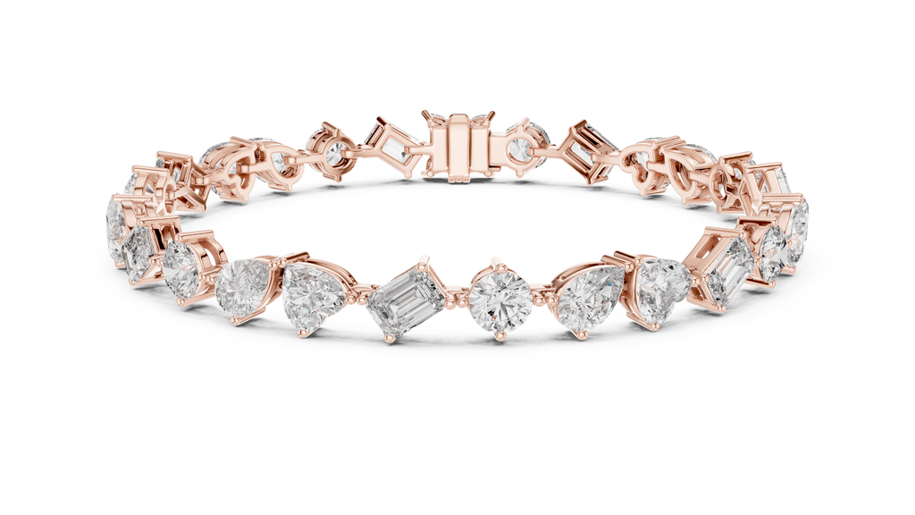 Rose gold bracelet top view showcasing full stone alignment sparkle