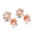 Rose gold round moissanite earrings rear view showing push back mechanism