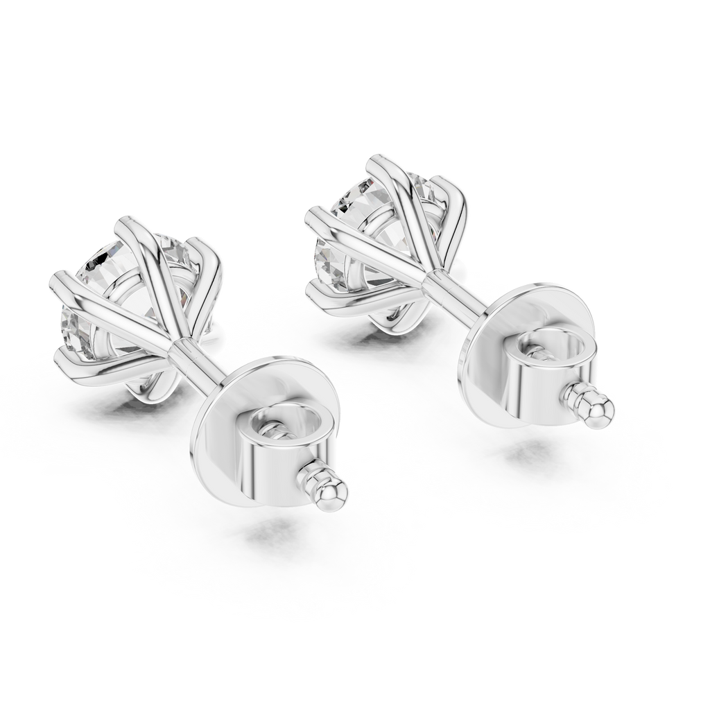 White gold push back moissanite earrings rear fastening view