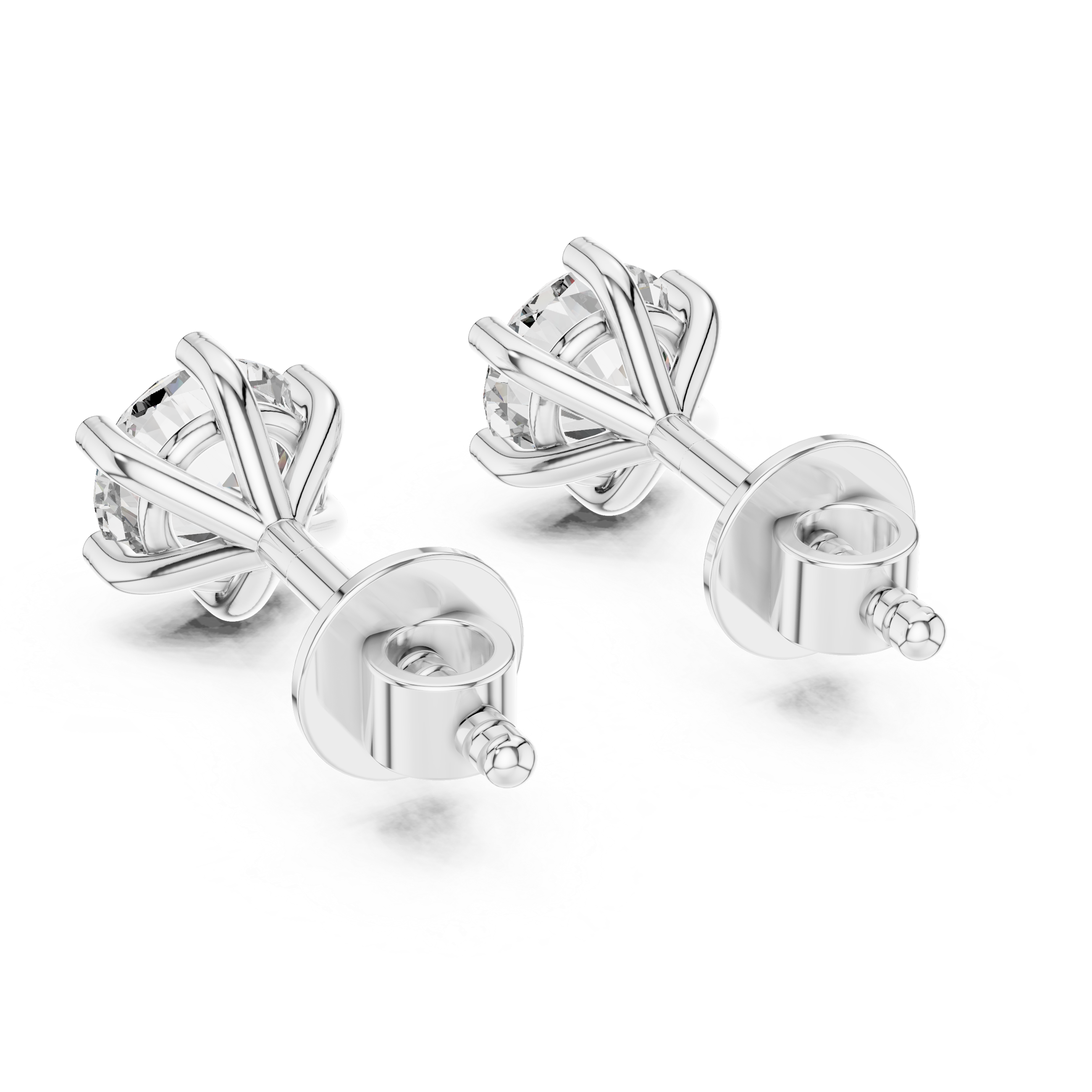 White gold push back moissanite earrings rear fastening view