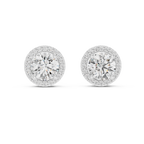 White gold stud earrings 360 degree rotating premium design view