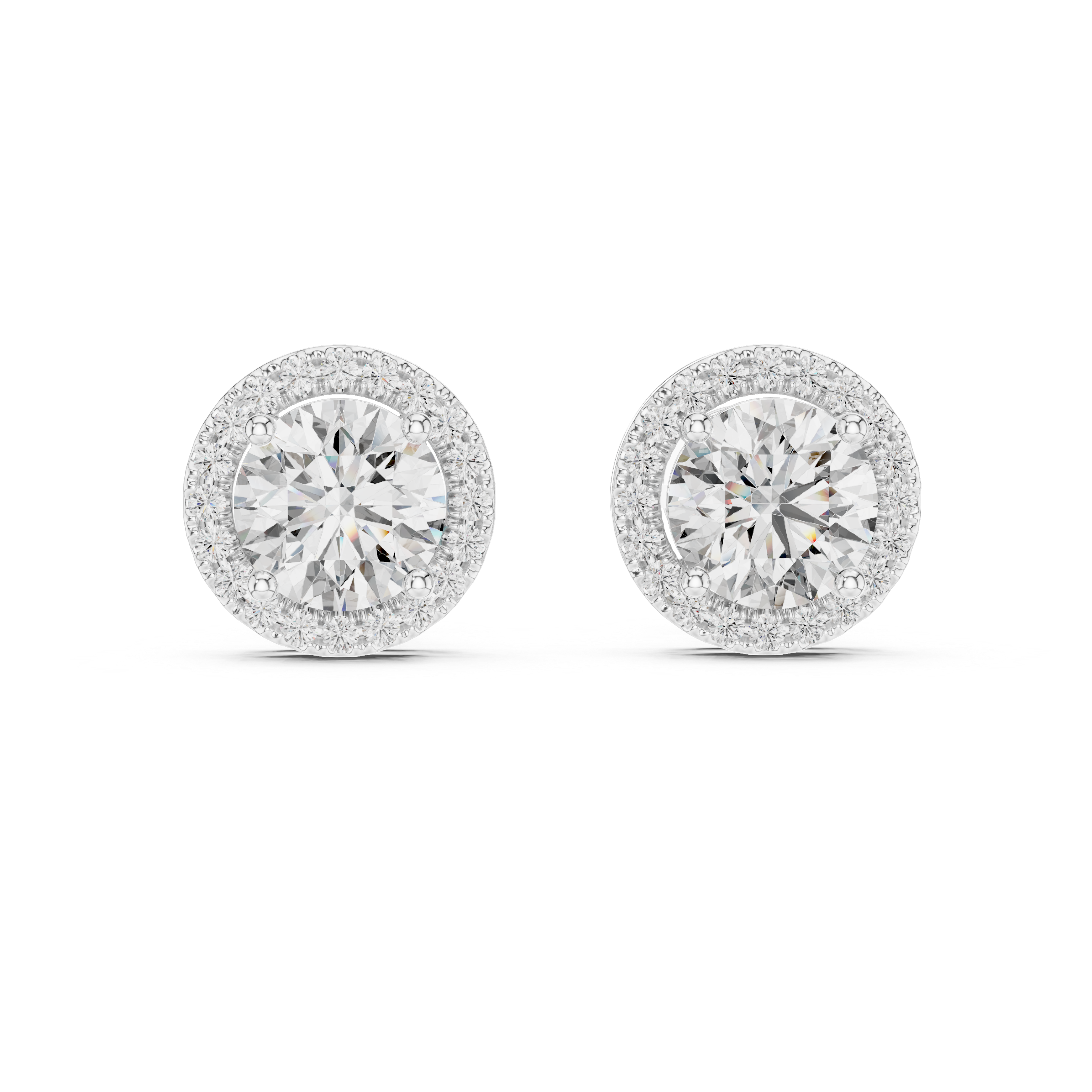 White gold stud earrings 360 degree rotating premium design view