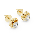 Mozow X round brilliant stud earrings yellow gold top angle