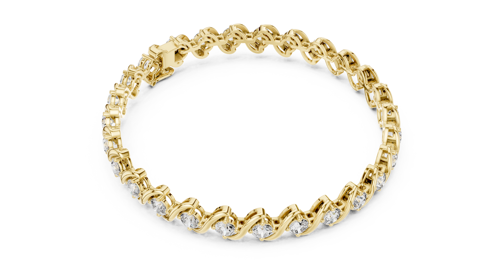 Yellow gold round cut moissanite tennis bracelet top angle