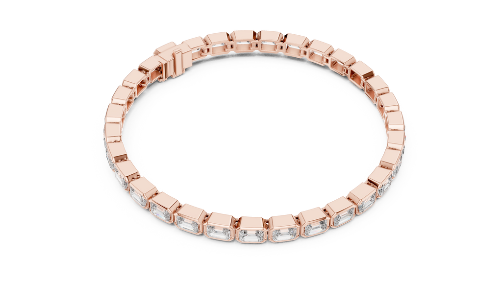 rose gold bezel set bracelet side profile detailing