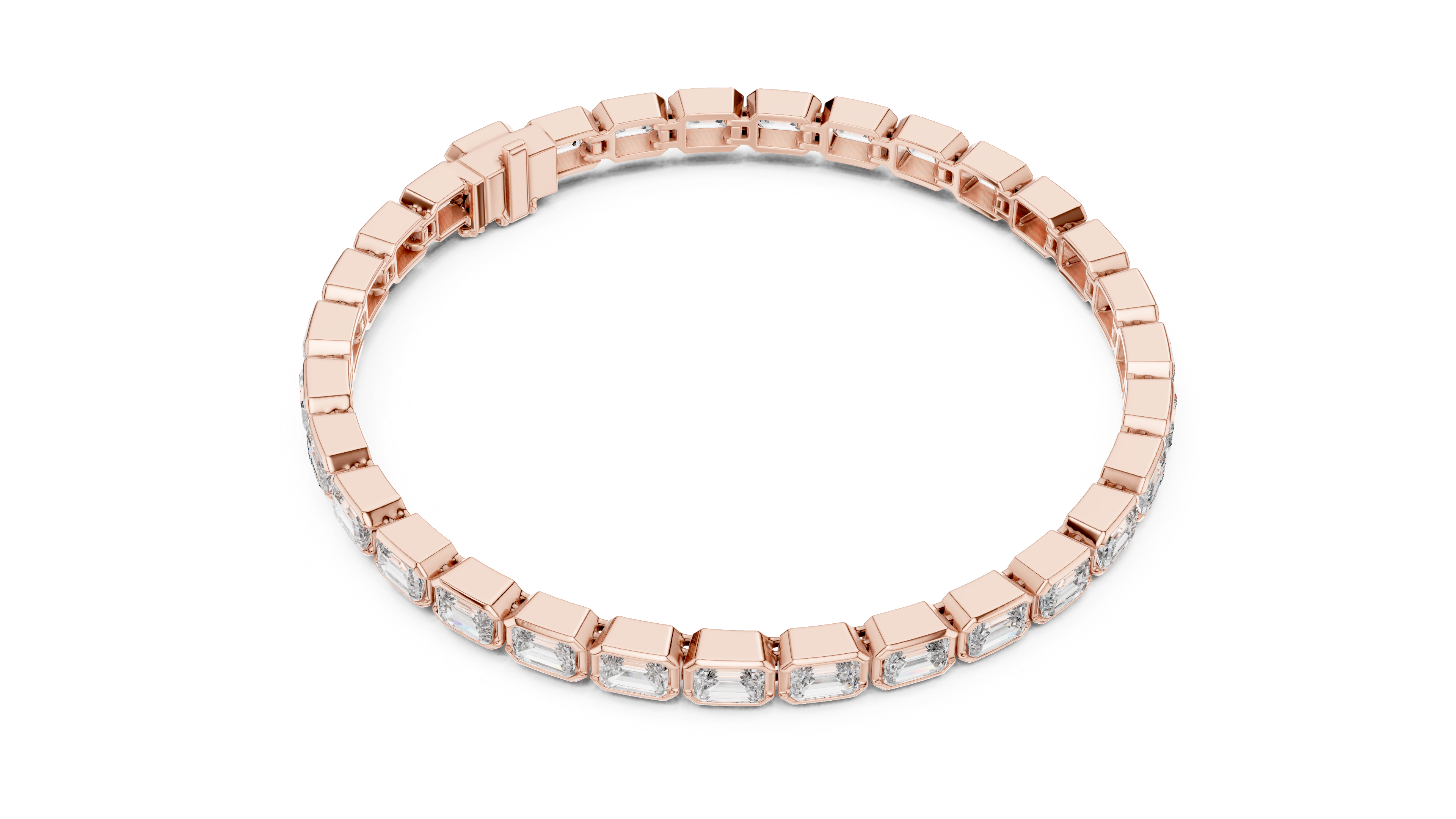 rose gold bezel set bracelet side profile detailing