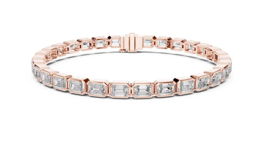 rose gold bezel set bracelet side profile detailing