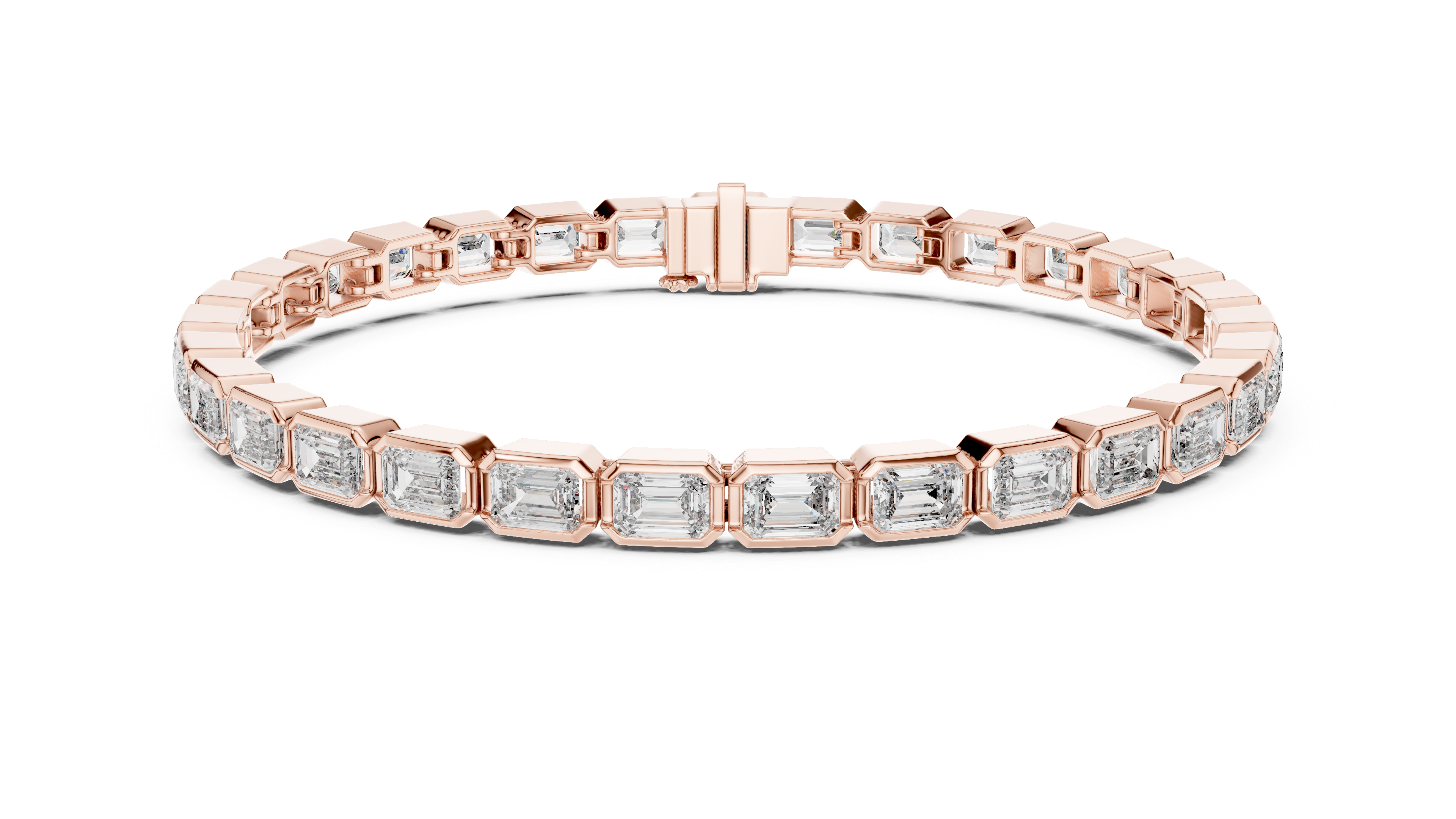 rose gold bezel set bracelet side profile detailing