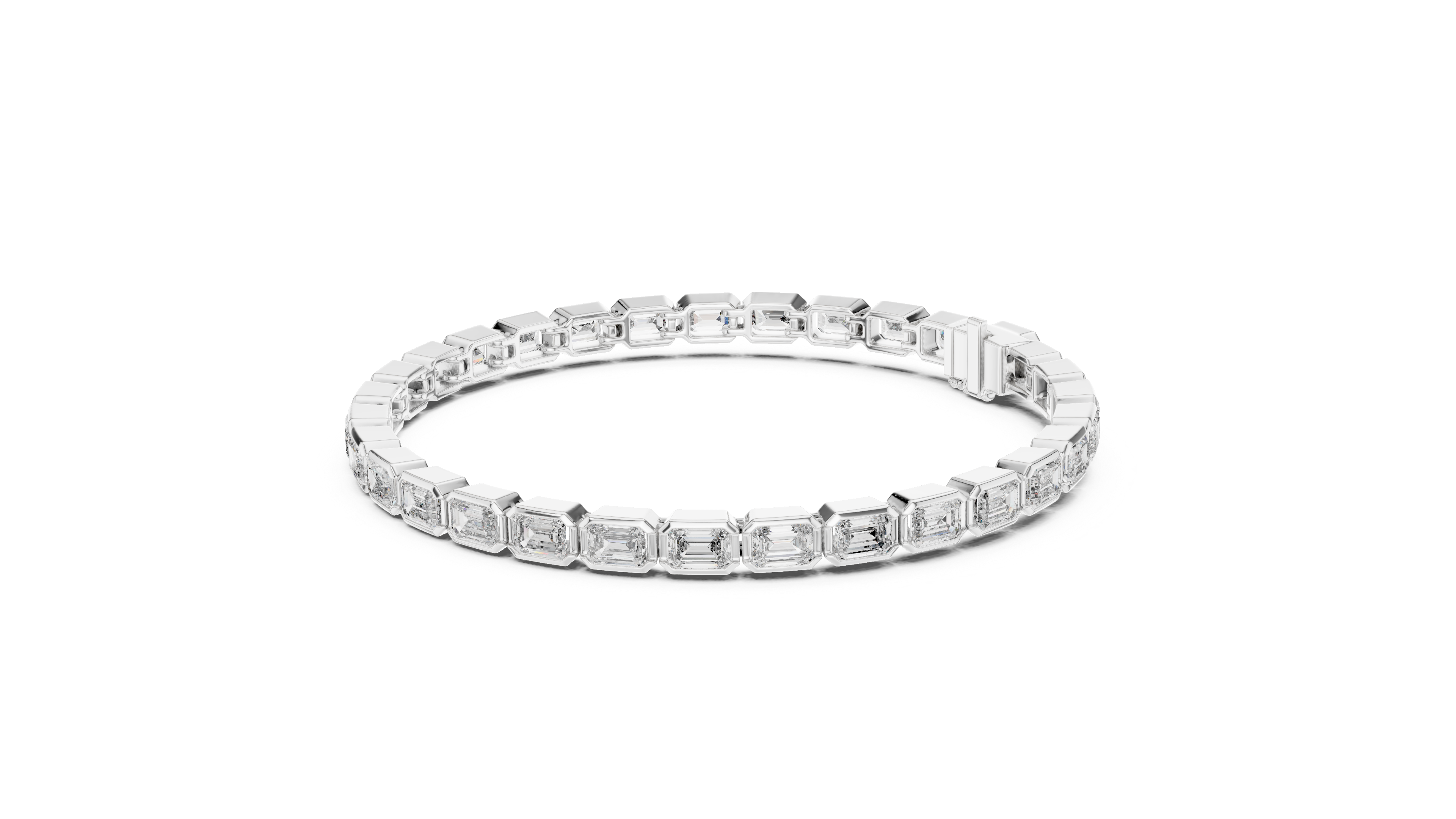 white gold tennis bracelet top view symmetry