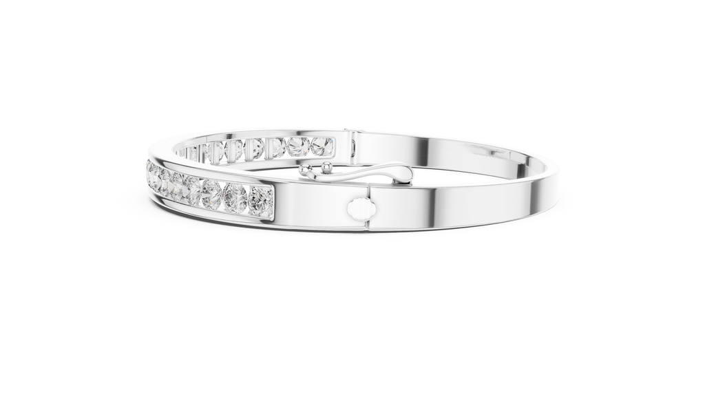 360 degree view of nail design moissanite bracelet in gold and silver luxury finish