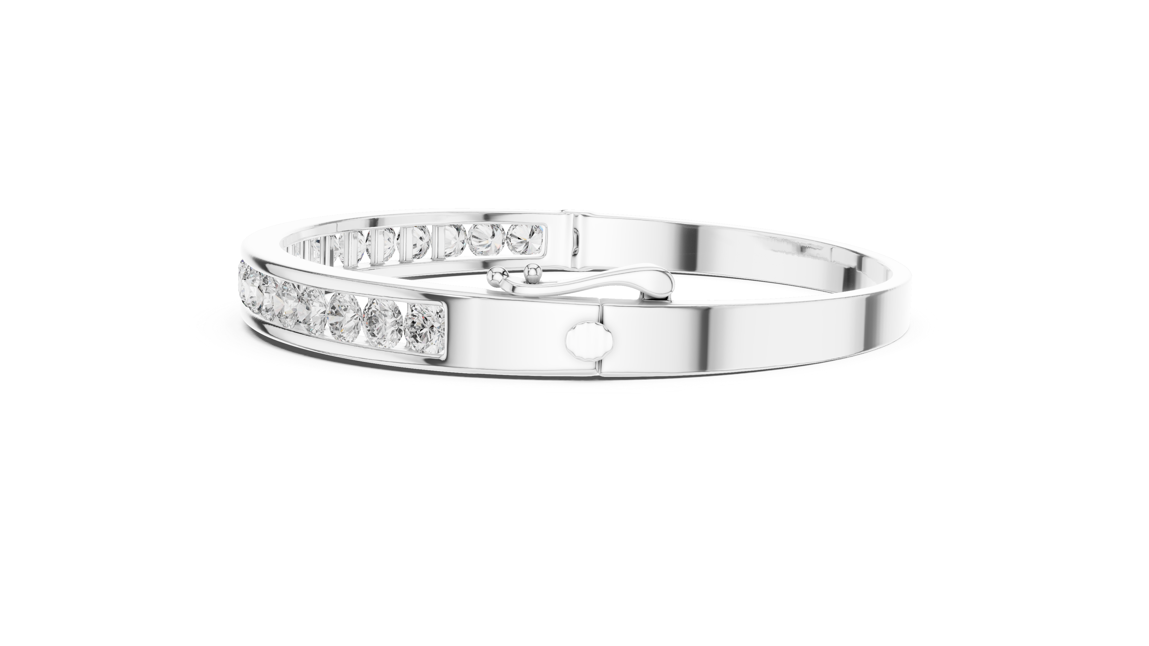360 degree view of nail design moissanite bracelet in gold and silver luxury finish