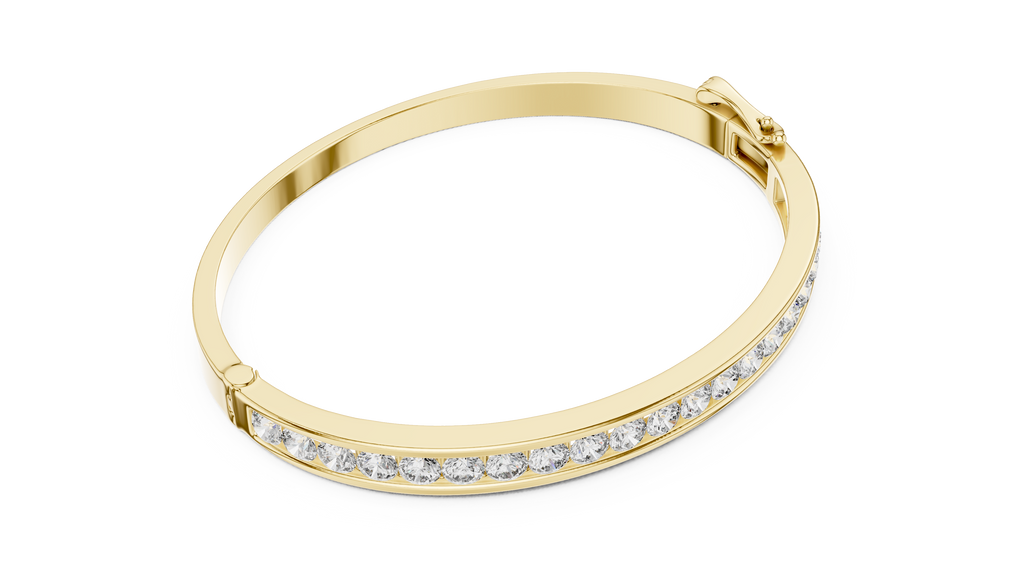 yellow gold sleek diamond bracelet side angle modern unisex jewellery