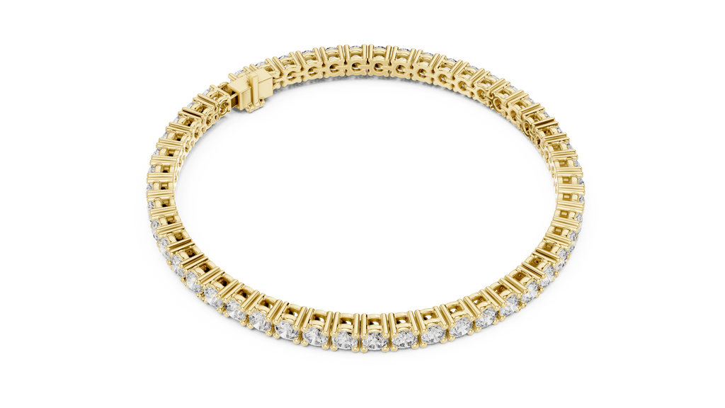 Yellow Gold Flexible Diamond Style Tennis Bracelet Angled Wrist Perspective