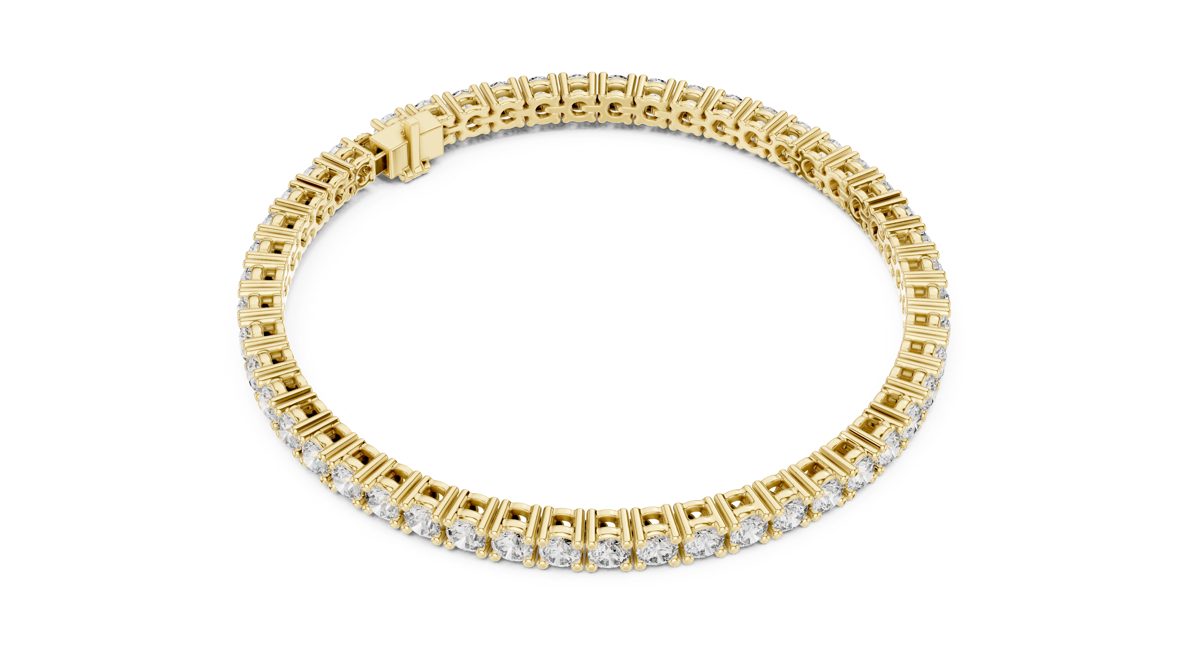 Yellow Gold Flexible Diamond Style Tennis Bracelet Angled Wrist Perspective