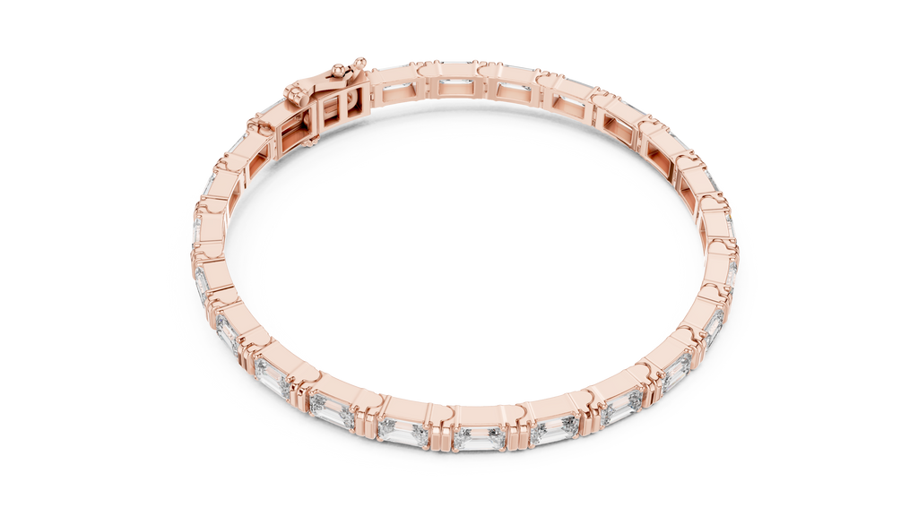 Rose gold emerald cut bracelet with luxury moissanite stones