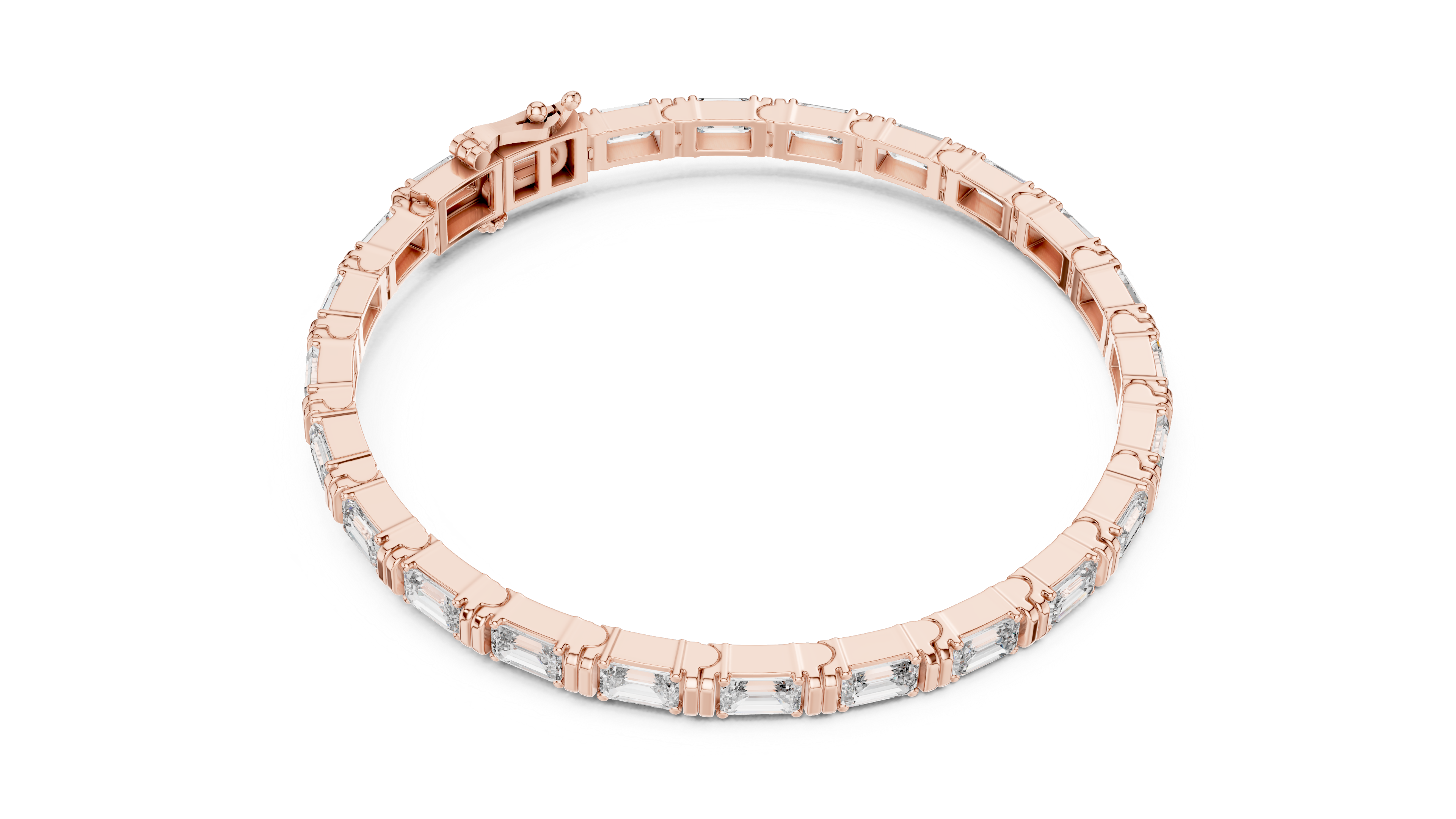 Rose gold emerald cut bracelet with luxury moissanite stones
