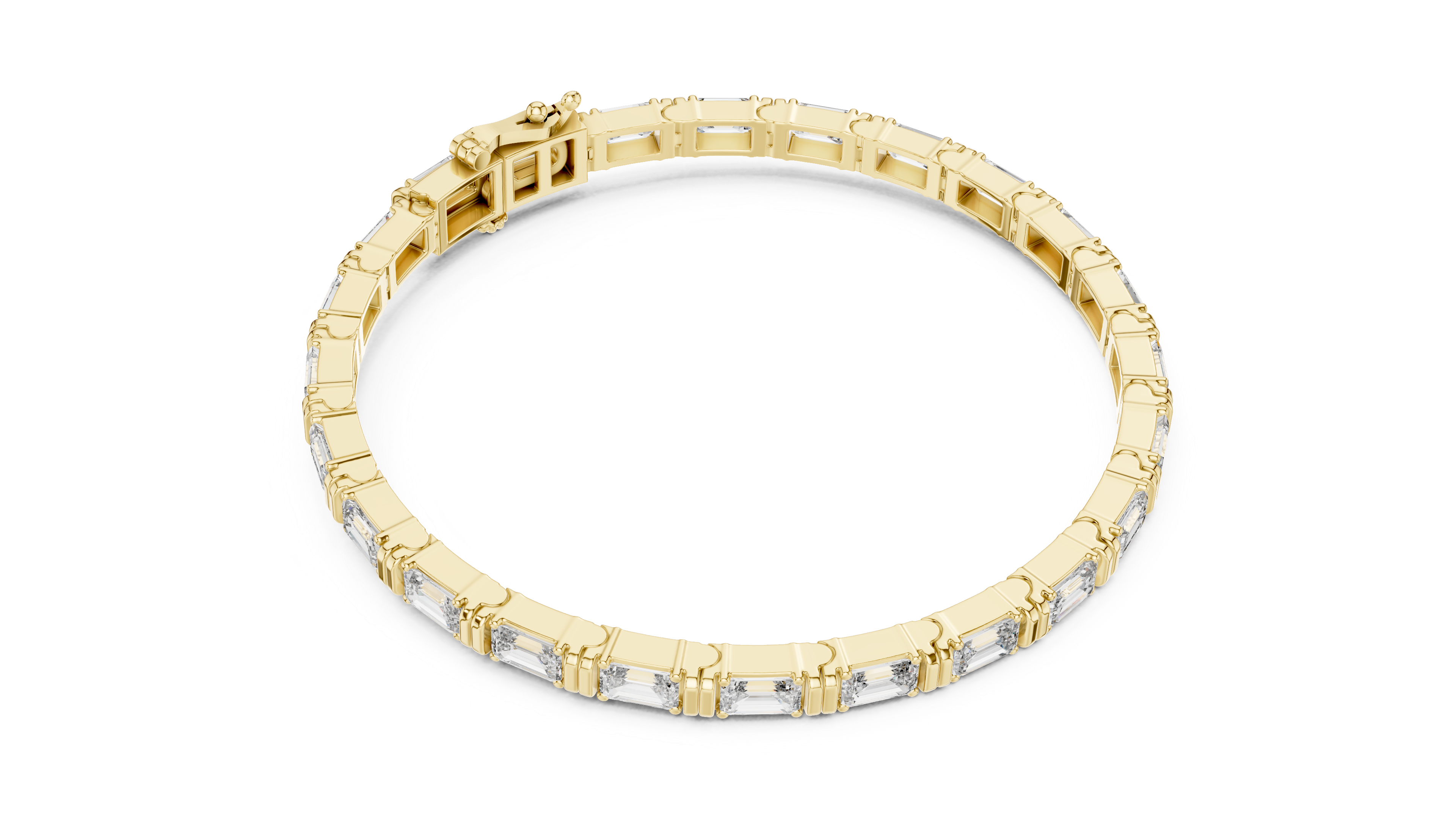 Premium yellow gold emerald cut diamond bracelet