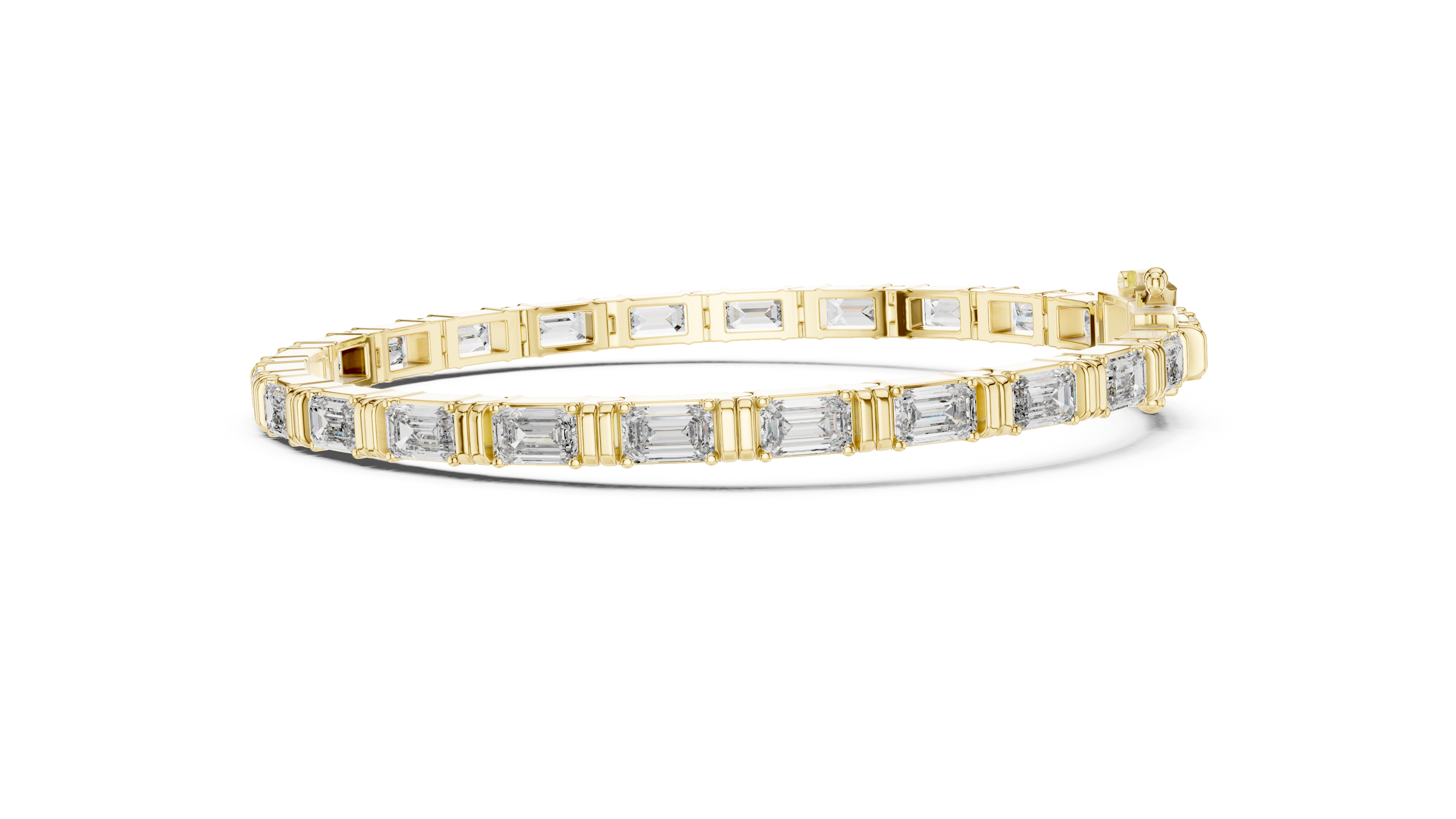 Gold bracelet with diamond accents on a white background