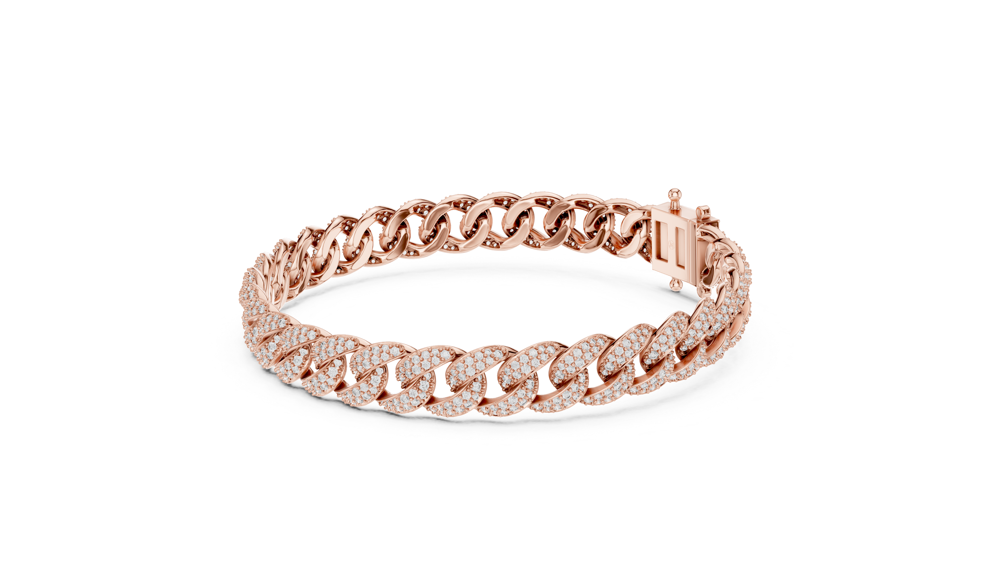 Iced Cuban link diamond bracelet in rose gold by Mozow X