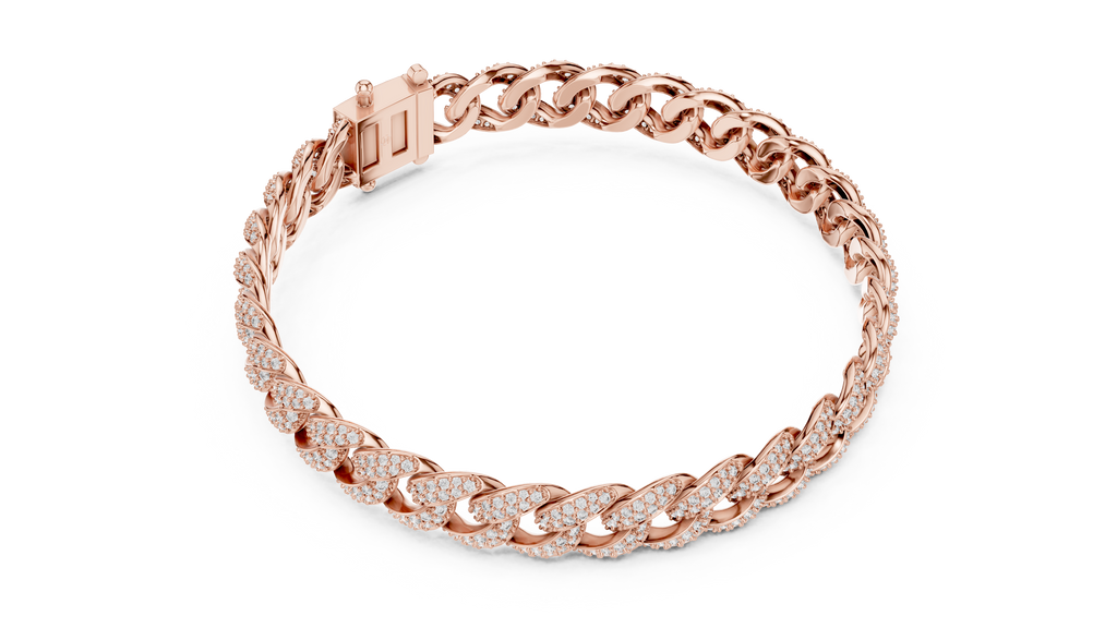 Rose gold bracelet on a white background