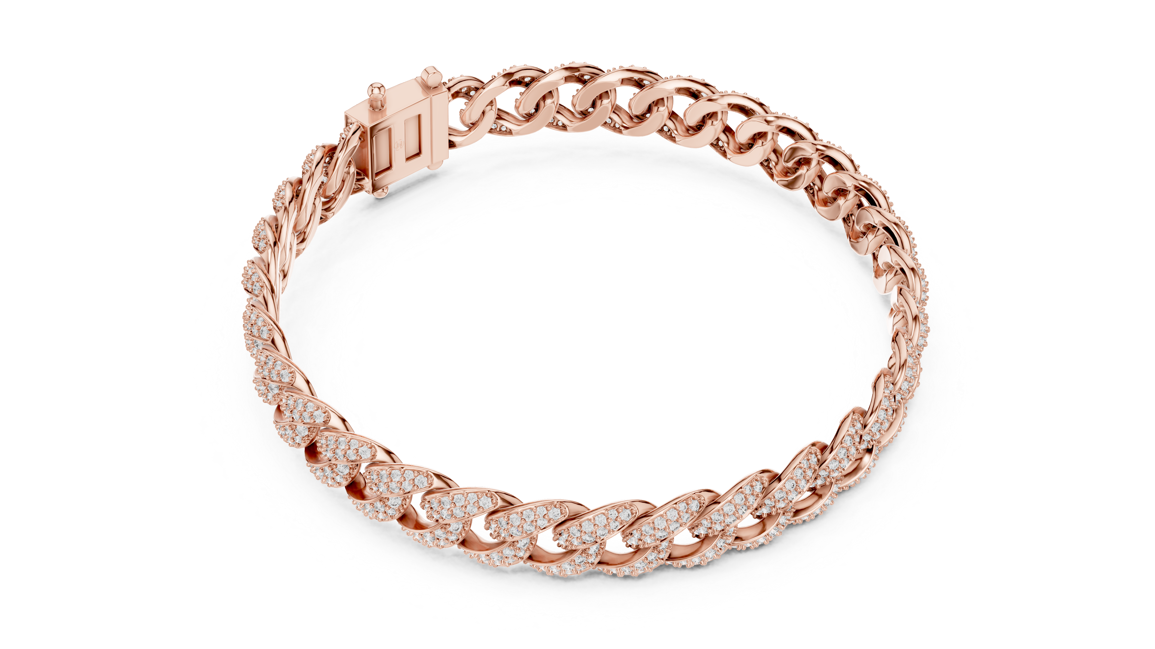 Rose gold bracelet on a white background