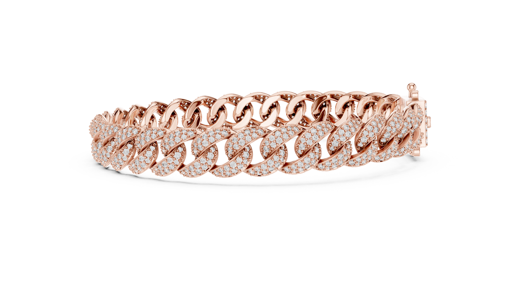 Rose gold Cuban bracelet with moissanite stones