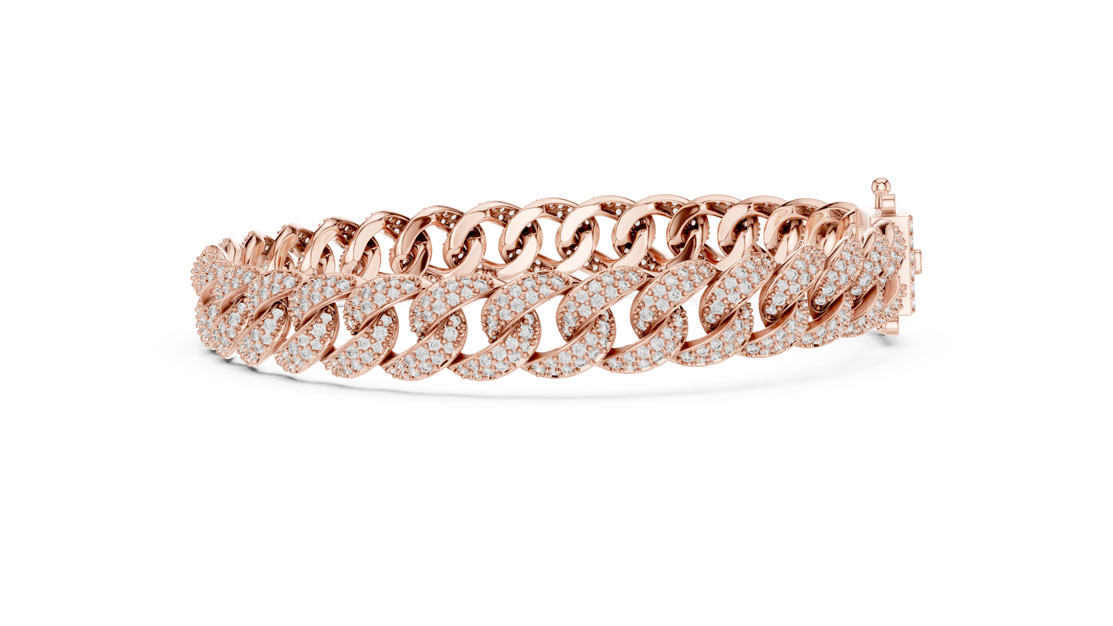Rose gold Cuban bracelet with moissanite stones