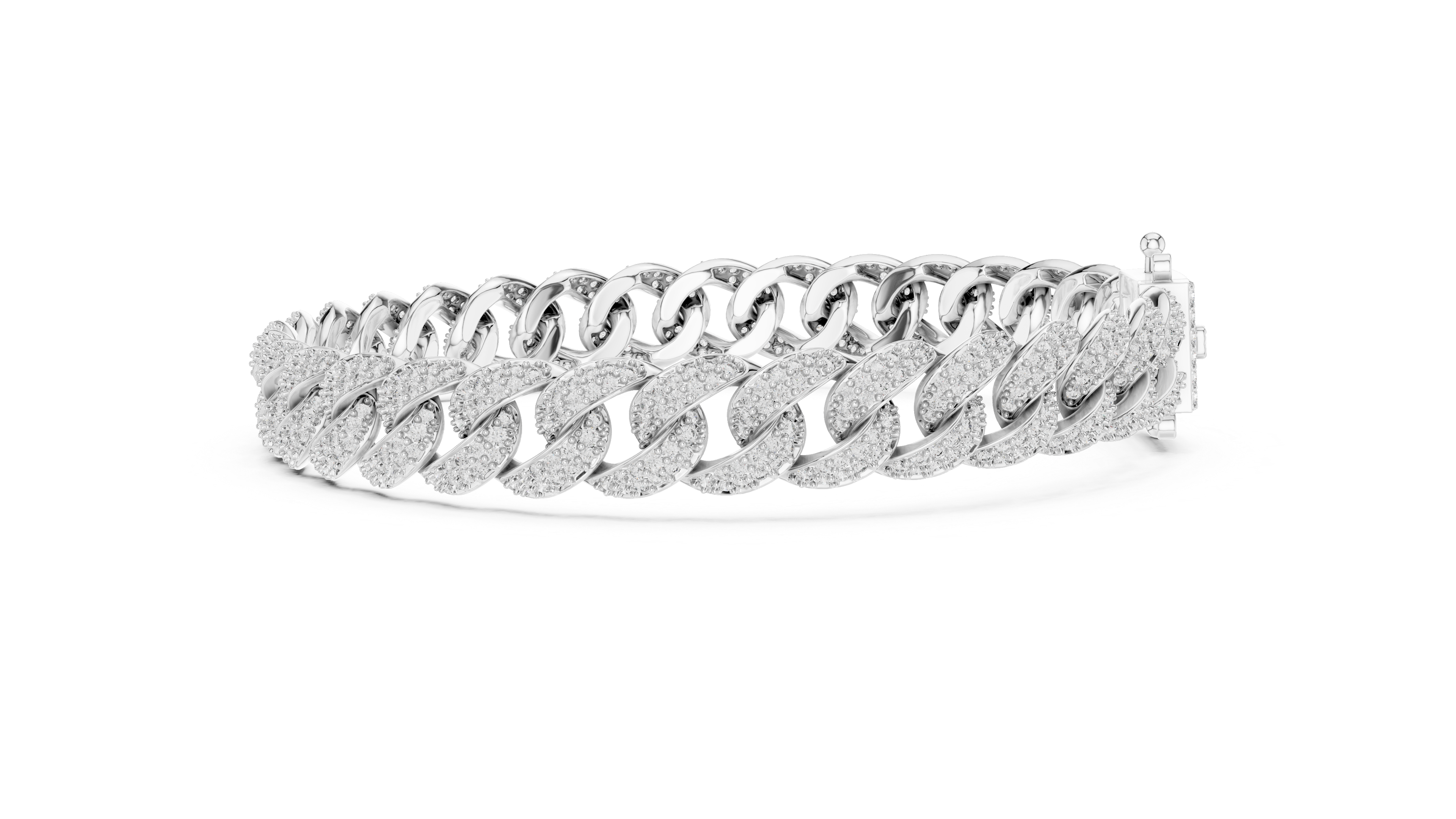 White gold pavé diamond Cuban bracelet for men and women