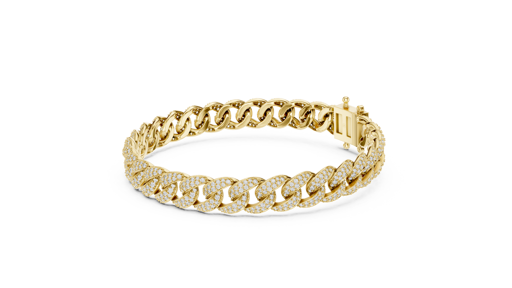 Gold chain bracelet on a white background