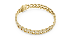 Modern Cuban diamond bracelet yellow gold finish