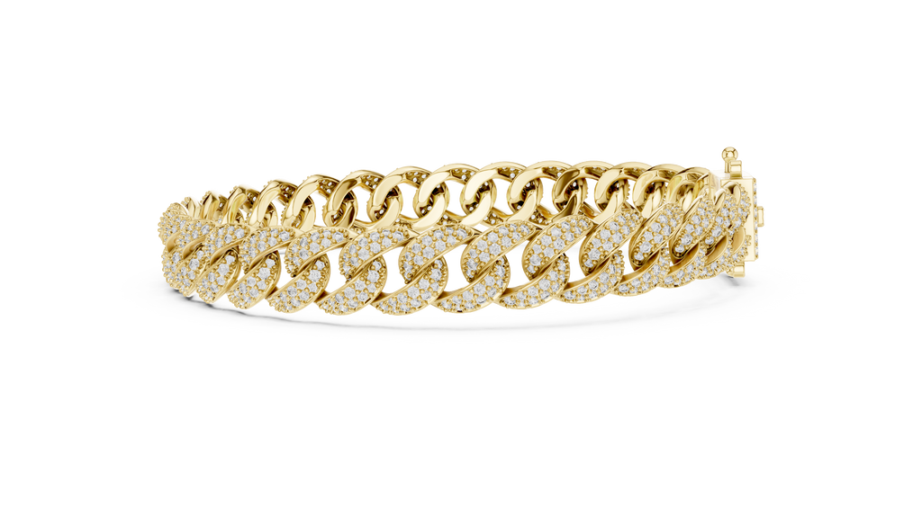 Premium yellow gold pavé Cuban link bracelet