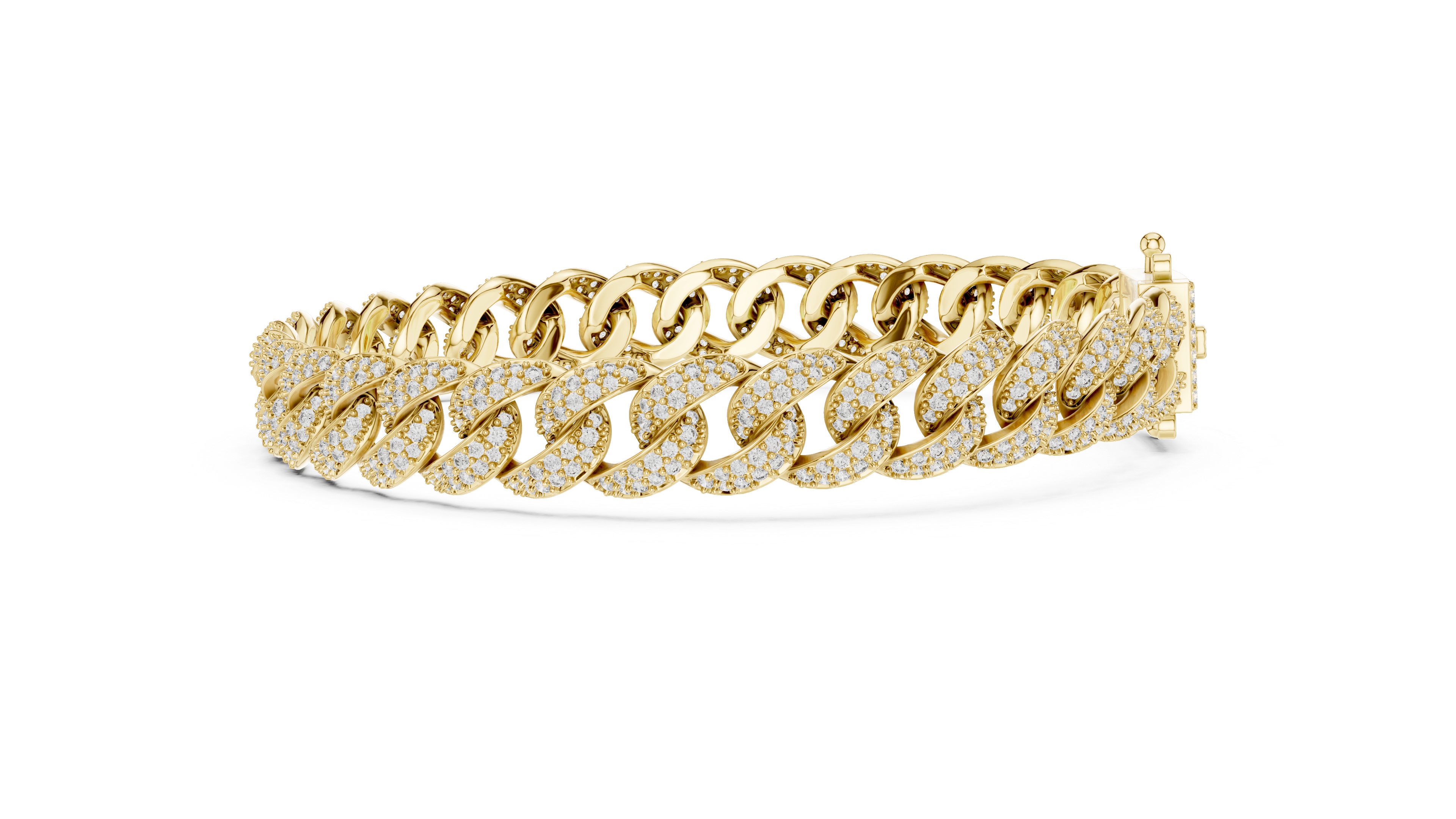 Premium yellow gold pavé Cuban link bracelet