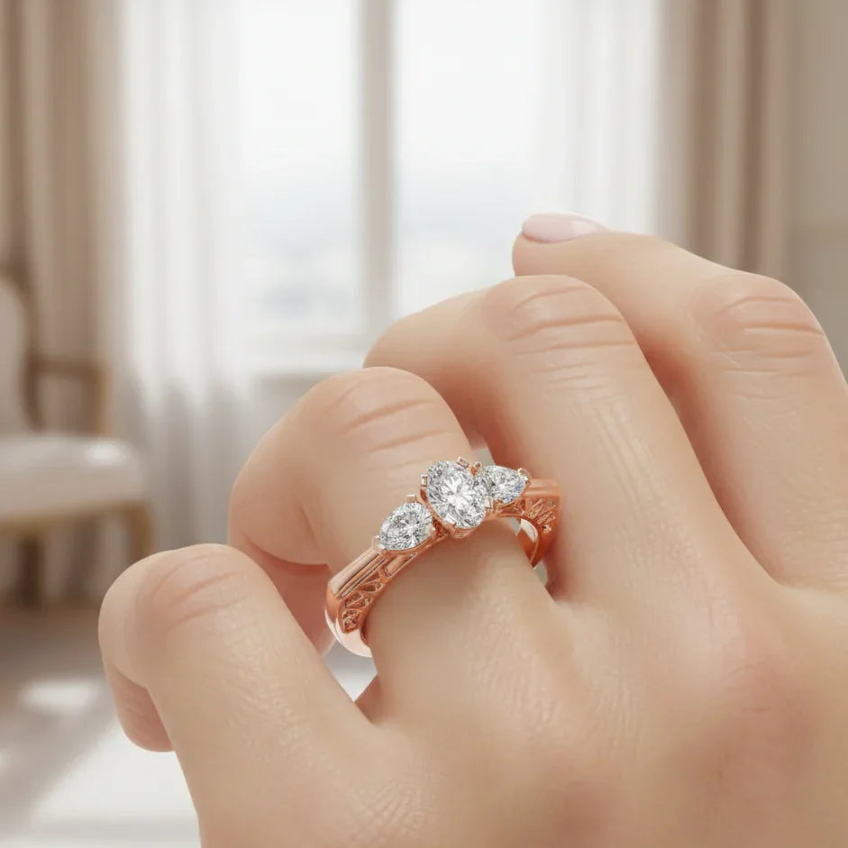 Pear & Oval Three Stone Ring