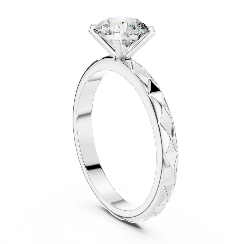 Round Solitaire Textured Designer Band