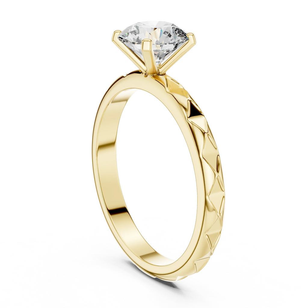 Round Solitaire Textured Designer Band