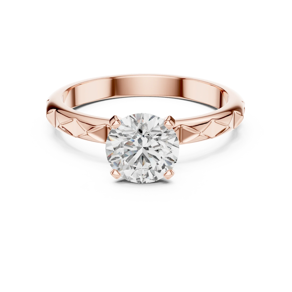 Round Solitaire Textured Designer Band