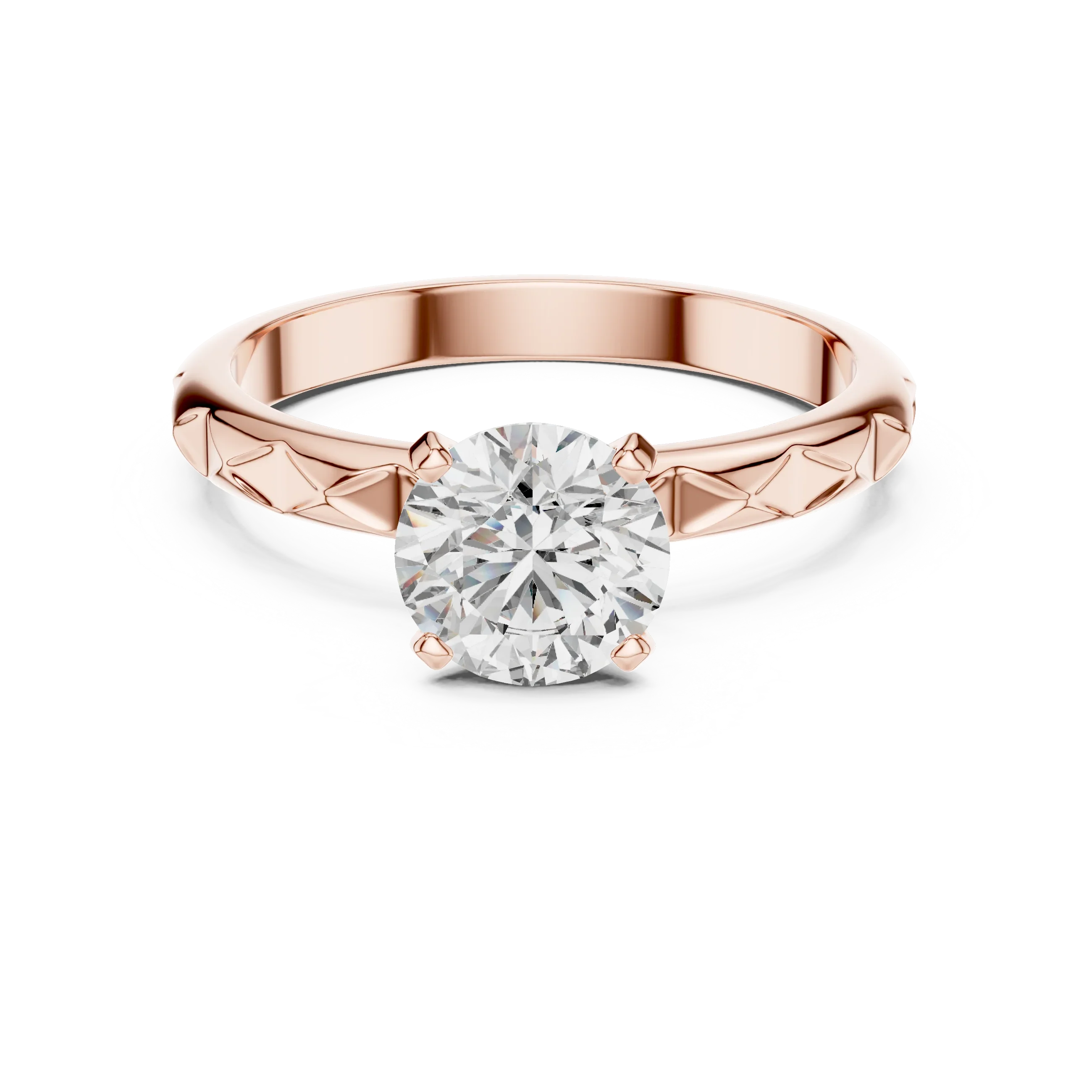 Round Solitaire Textured Designer Band