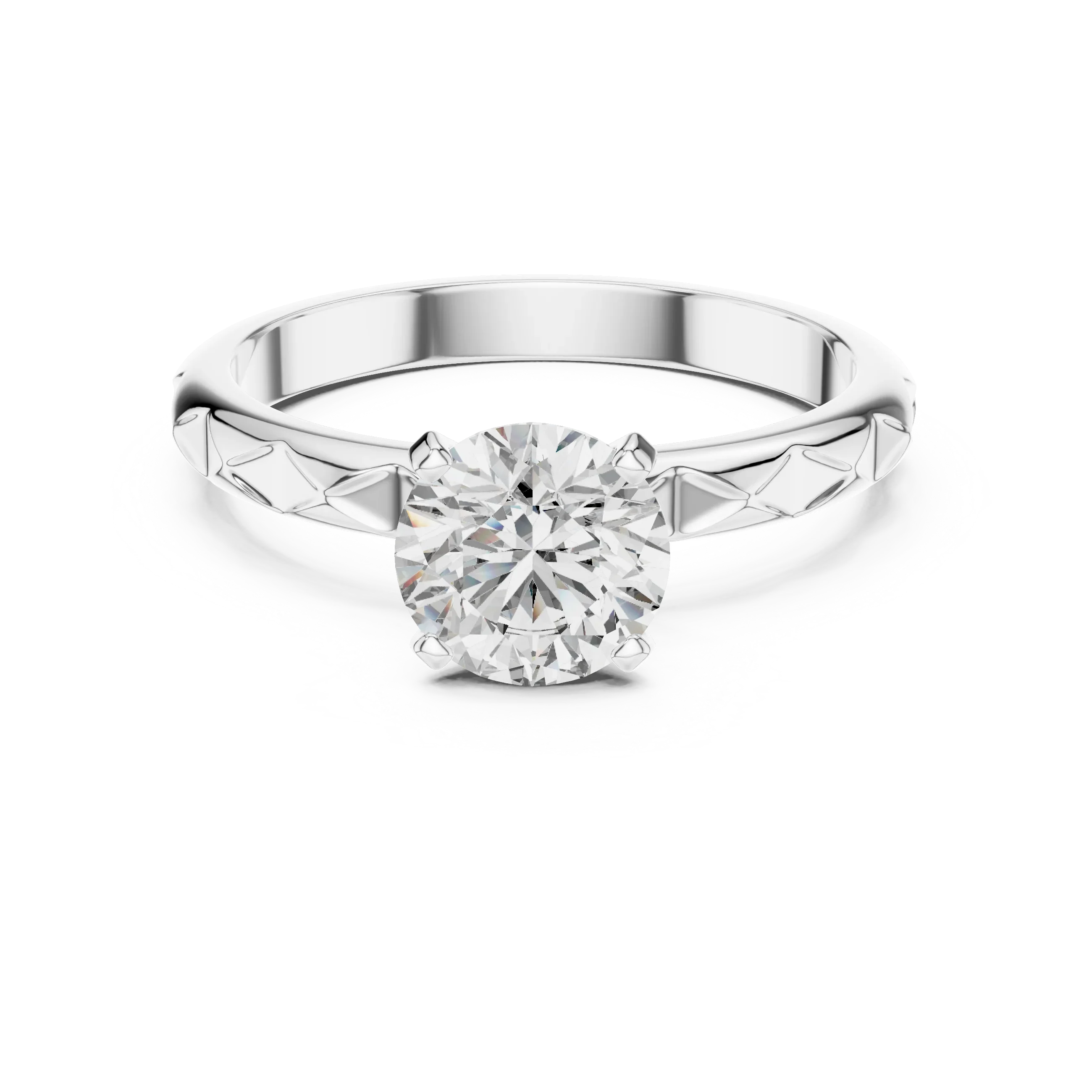 Round Solitaire Textured Designer Band
