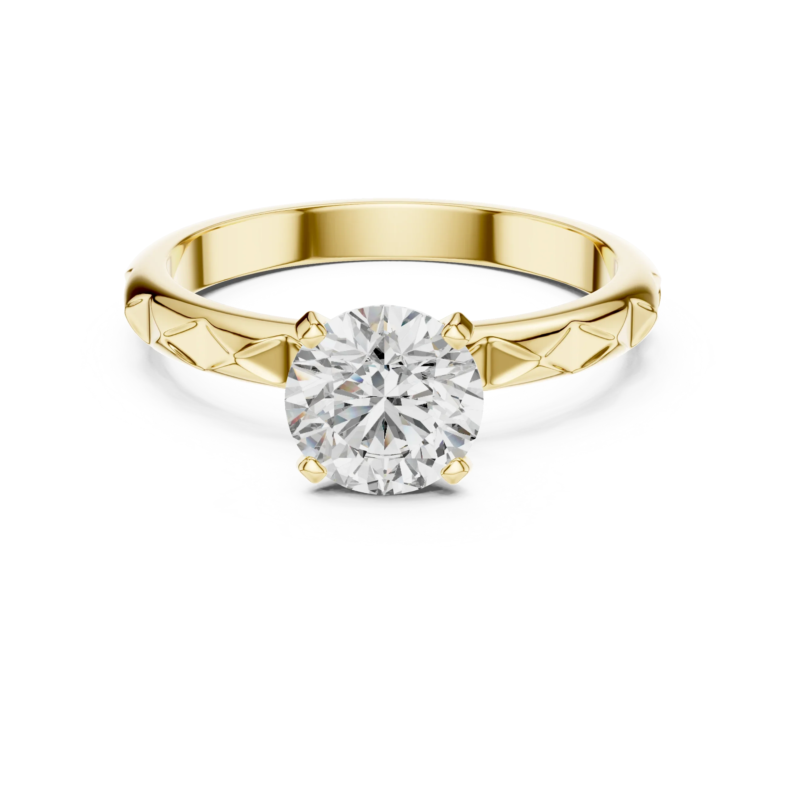 Round Solitaire Textured Designer Band