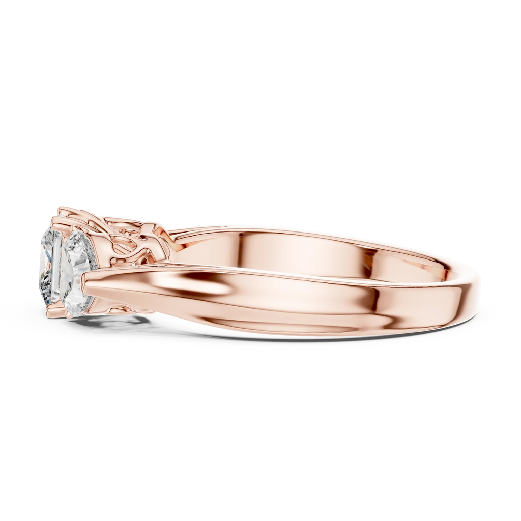 Rose Gold Three Stone Ring – Elevated Gallery Detail