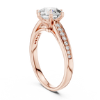 Angled rose gold engagement ring premium jewellery look