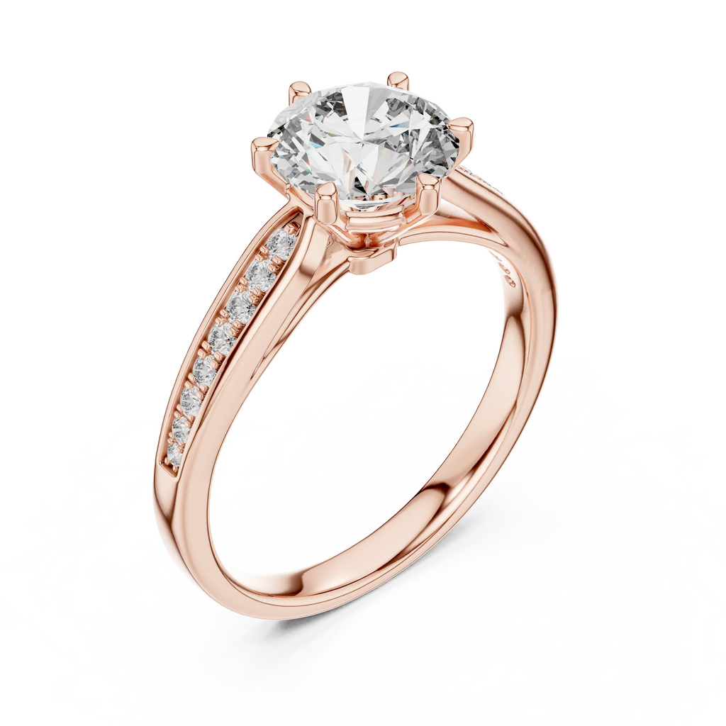 Rose gold band craftsmanship and gallery structure view