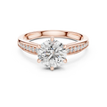 Mozow X rose gold moissanite solitaire ring front glamour view