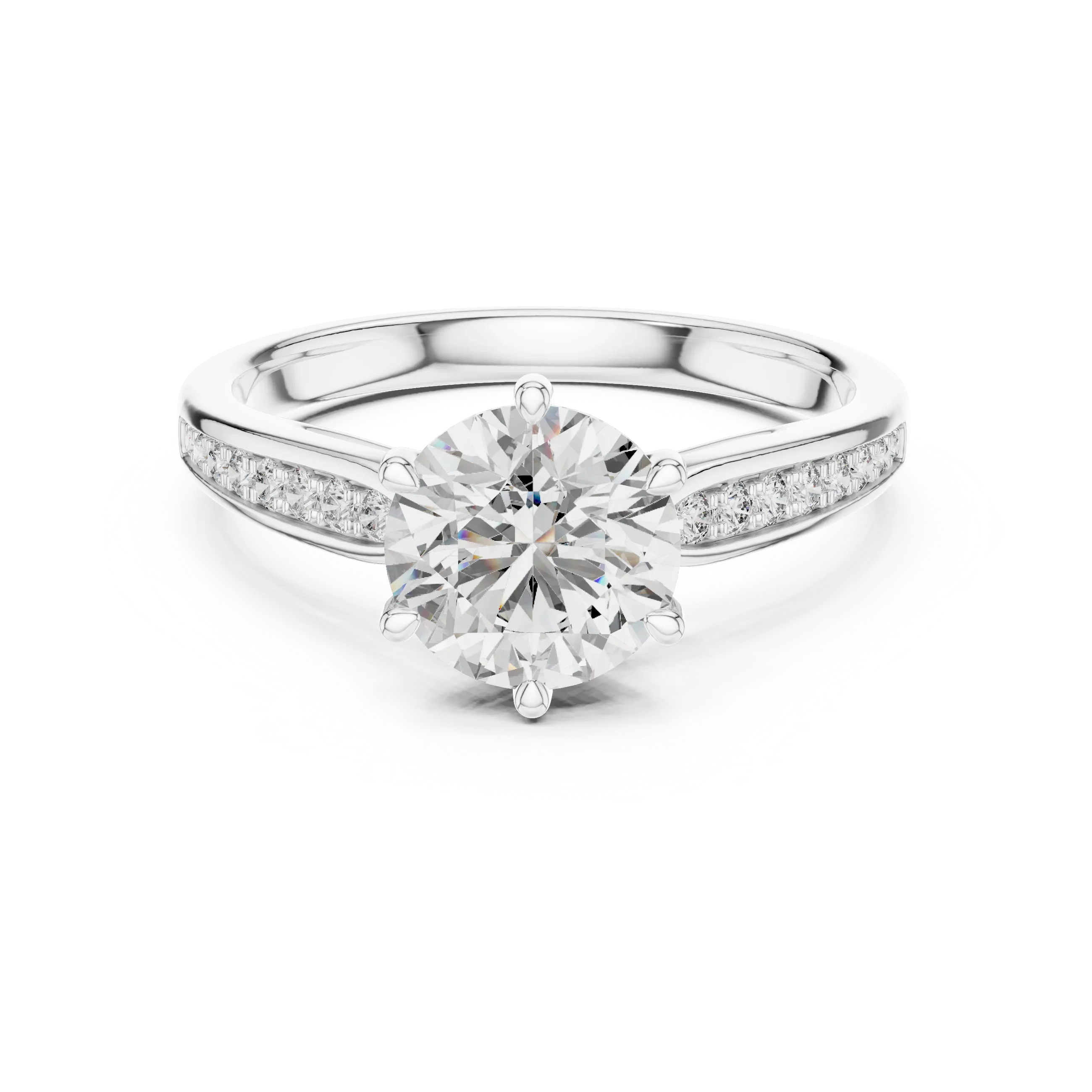 White gold modern solitaire ring minimal studio background