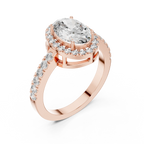 Top view rose gold oval halo engagement ring brilliance focus