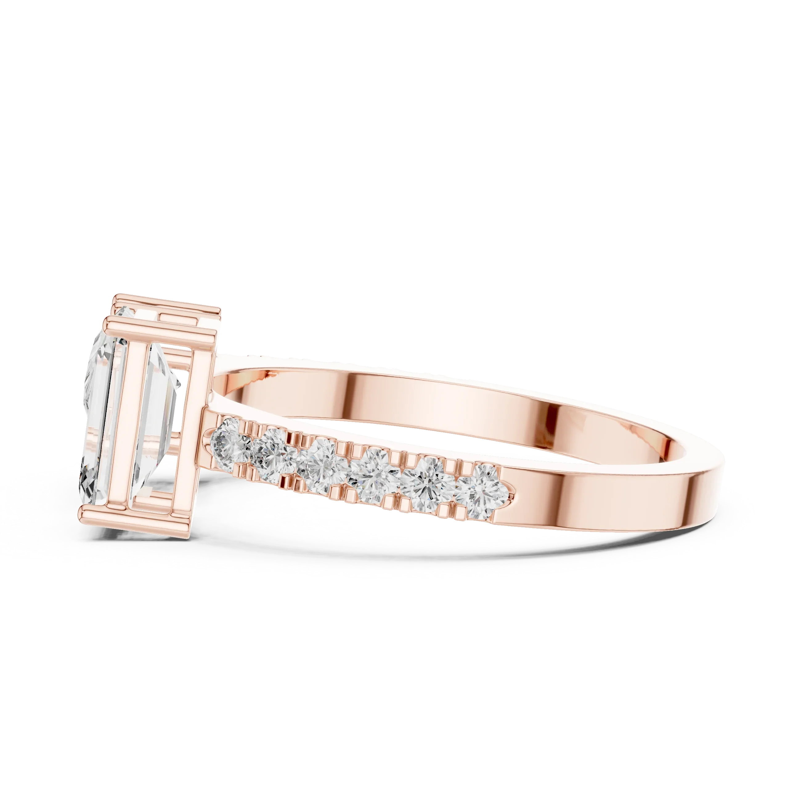 Rose Gold Toi et Moi Ring – Side Profile