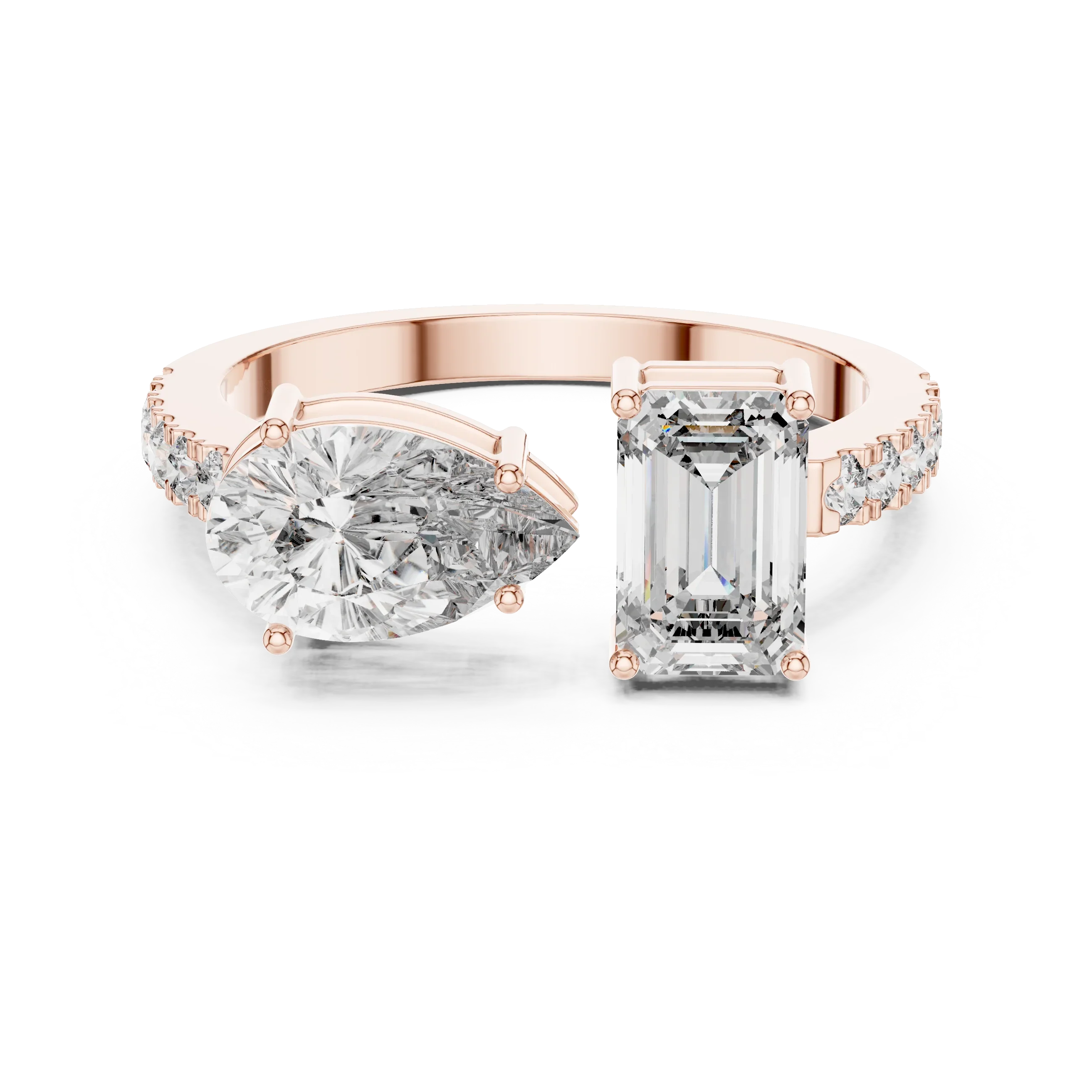 Top View Emerald Pear 2.10ct Ring Rose Gold