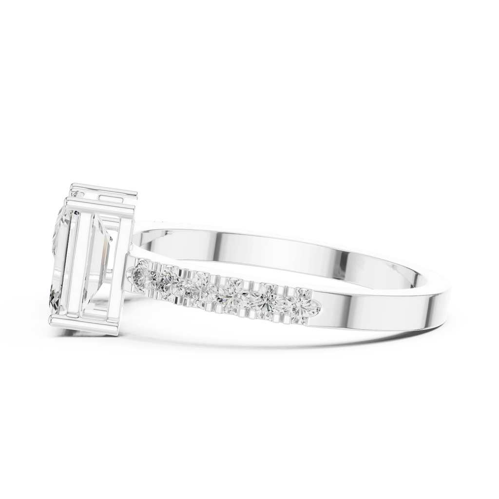 White Gold 2.10ct Two Stone Ring – Side Profile