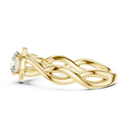 Yellow gold twisted infinity moissanite halo ring side profile