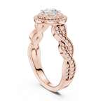 Rose gold infinity style bridal ring angled perspective
